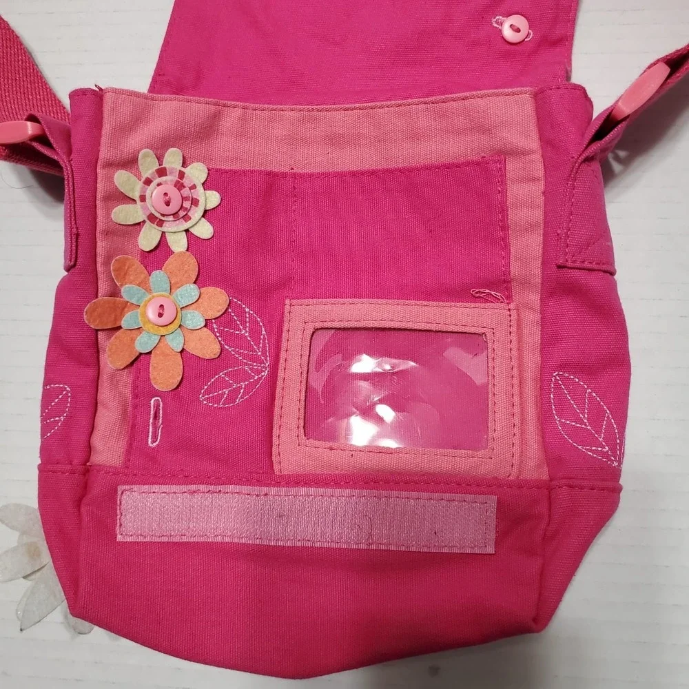 American‎ Girl Pink Crossbody Shoulder Messenger Bag Floral Felt Flowers Kids